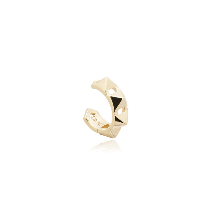 ear cuff oro con piramidi in argento 925 placcato oro, orecchini da donna senza buco con borchiette.