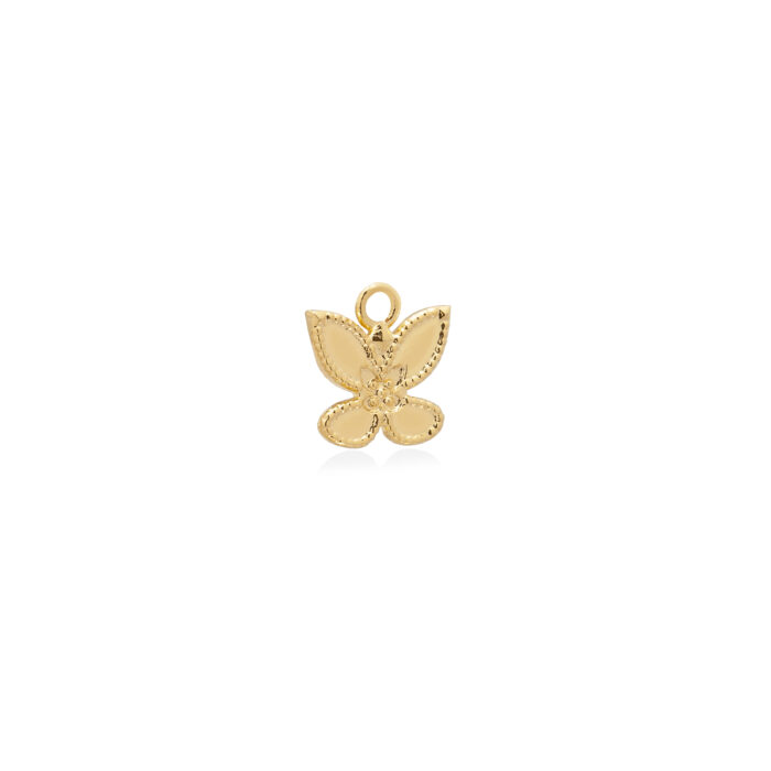Ciondolo Pendente a Forma di Farfalla in Argento 925 Placcato Oro, Charm.