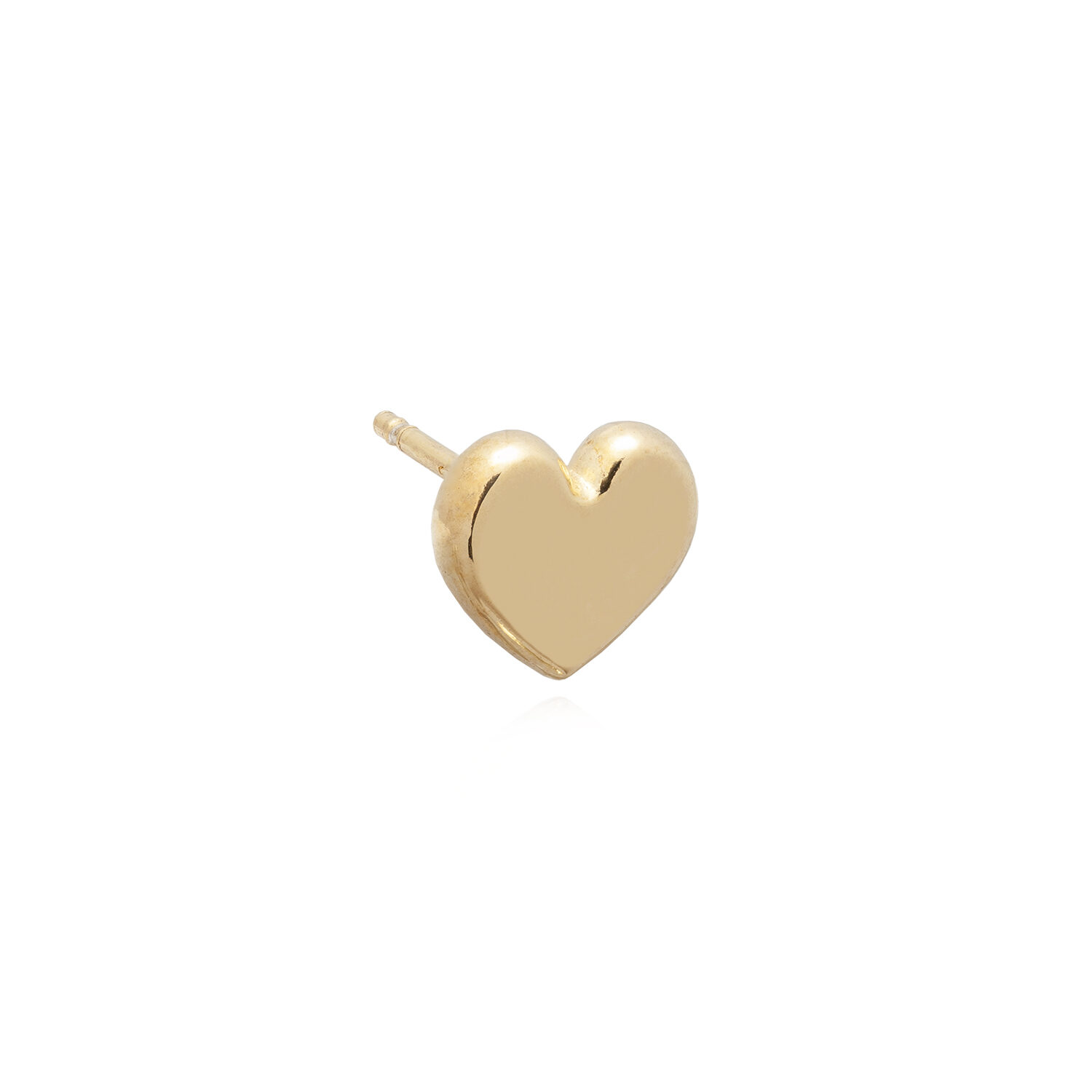 Orecchino a Bottone Oro con Cuore, Gioiello Romantico Ideale per Regali di Compleanno.