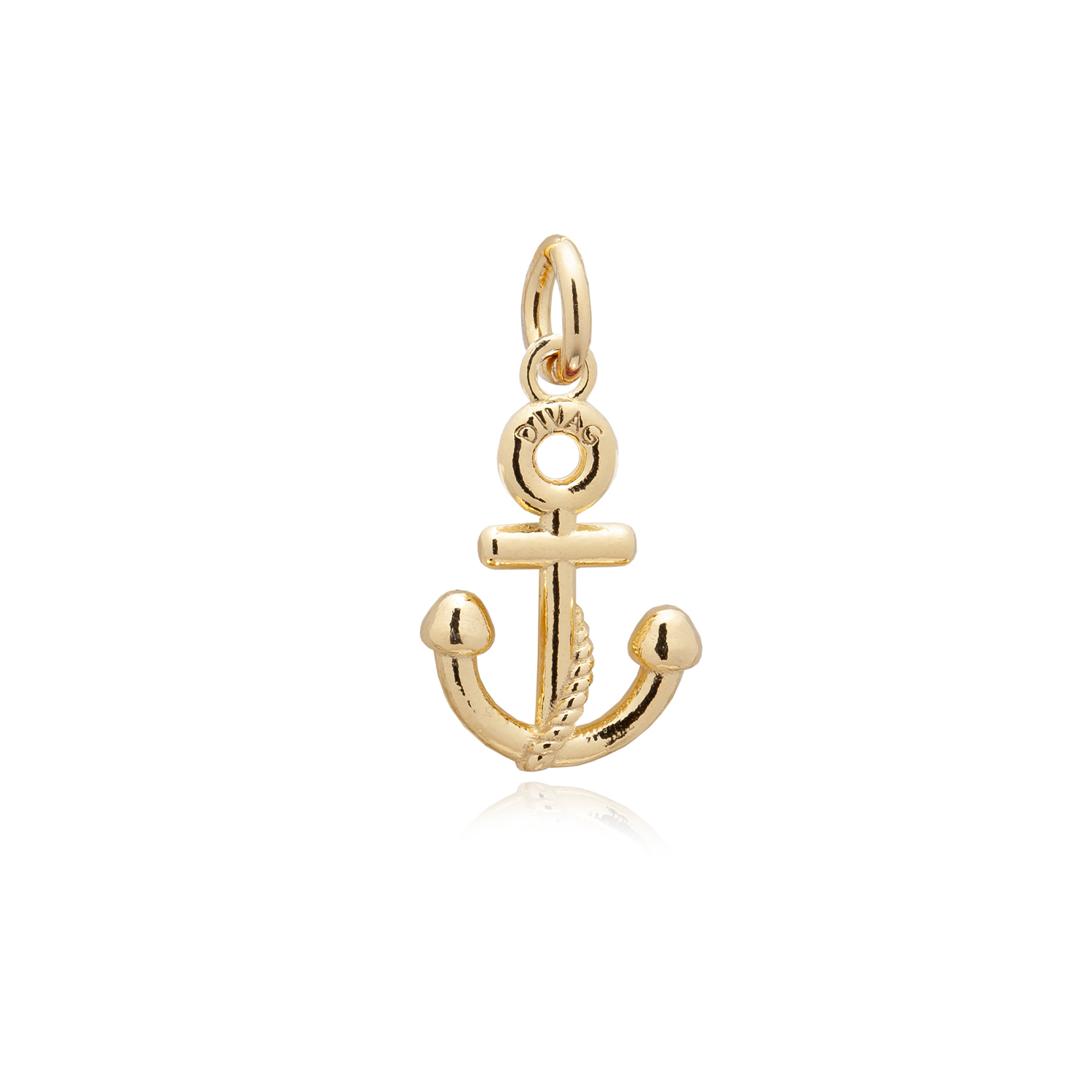 Ciondolo a forma di ancora placcato oro, charm in argento realizzato in Italia, gioiello marchio Divag