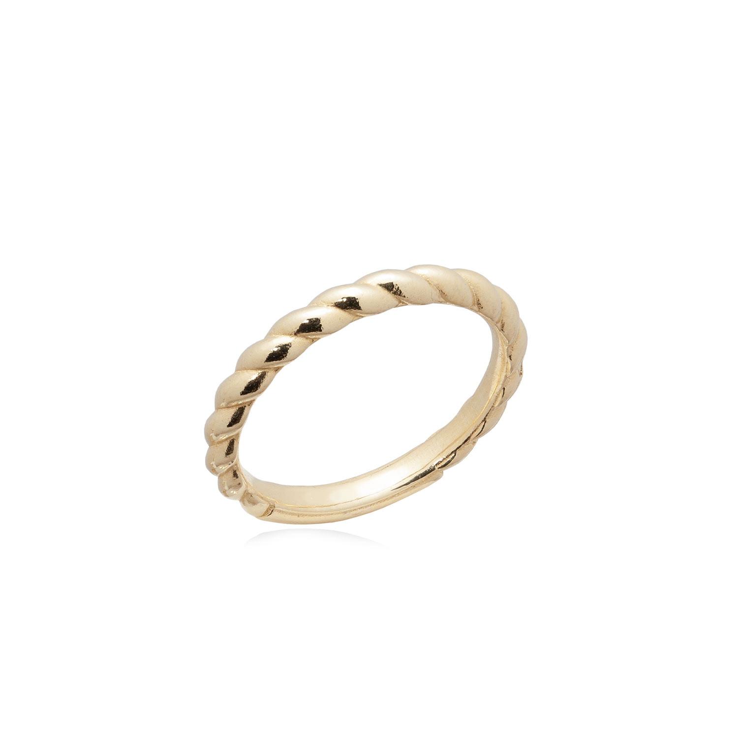 anello attorcigliato sottile in argento dorato. Anello chiuso torchon.