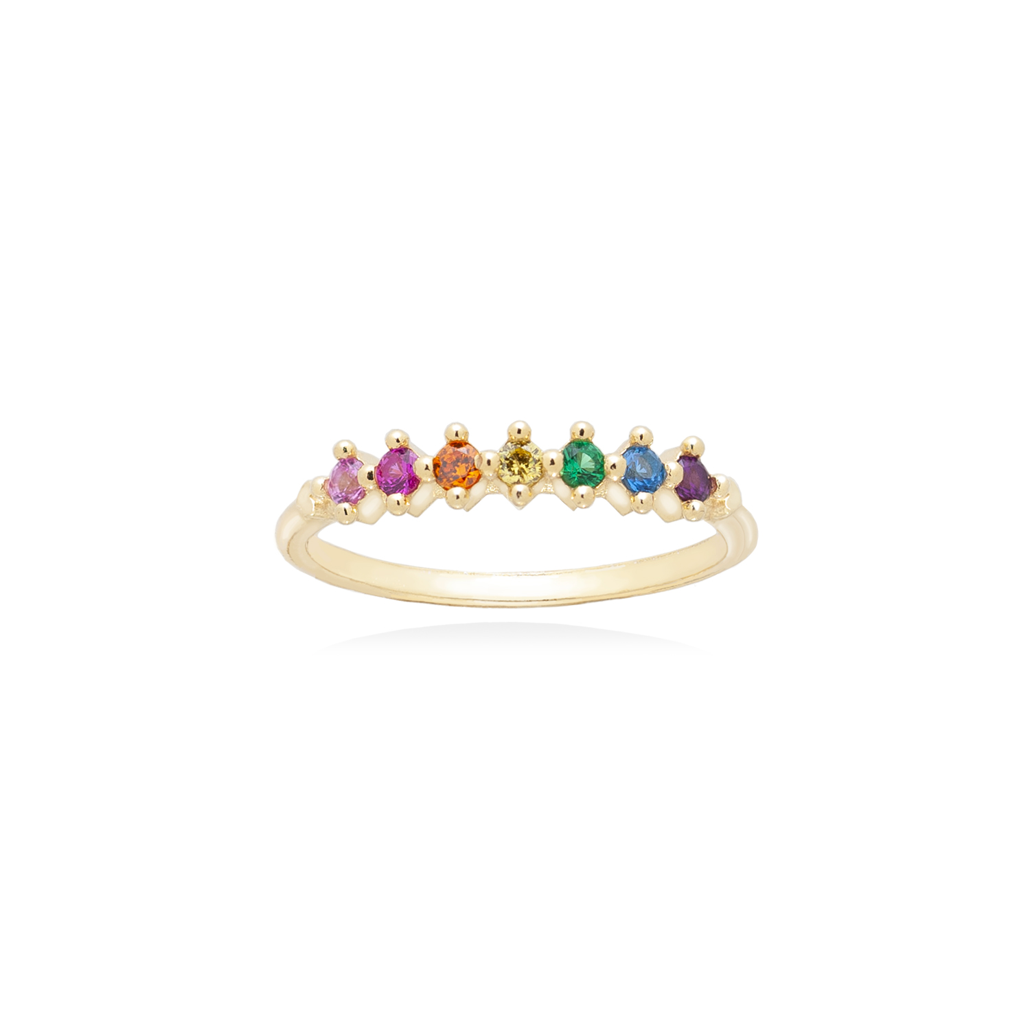 DIVAG-ESSENZIALE-INLOVE-ANELLO-MICRO-ZIRCONI-RAINBOW-ORO-SOPRA2-1 Anello Veretta da Donna Dorato con Zirconi Rainbow Incastonati, in Argento 925 Placcato Oro 18 Carati, Anallergico, Su Misura, Artigianale.
