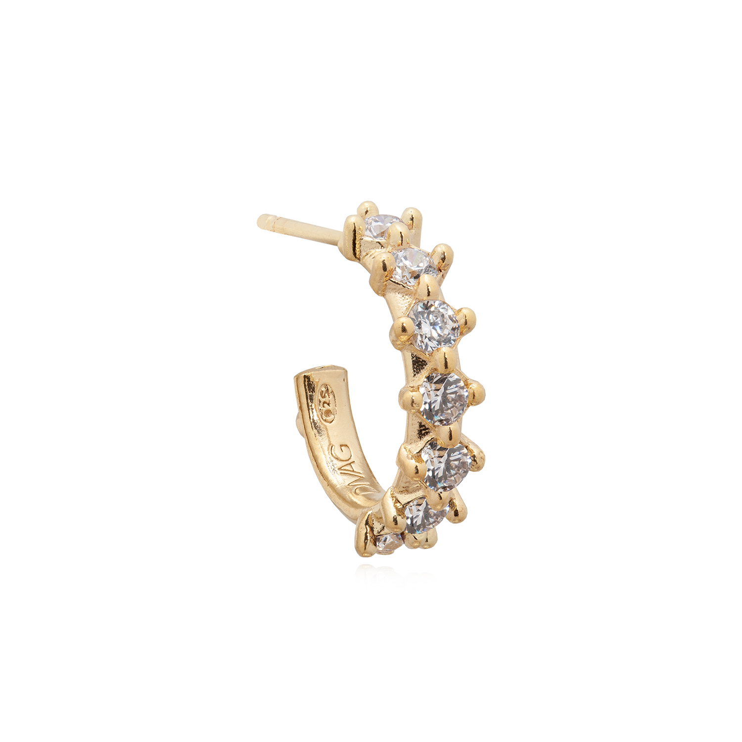 Orecchino a Cerchio Piccolo in Argento 925 Placcato oro 18 Carati con Zirconi Crystal Incastonati, Luminoso e Raffinato. Cerchietto Dorato con Pietre Preziose, Ideale per un regalo.