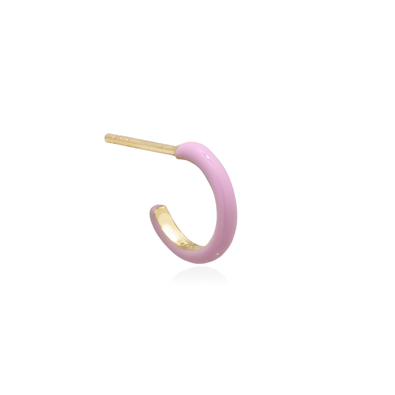 Orecchino Rosa e Oro, Argento 925. Cerchio Piccolo Oro e Smaltato Rosa.