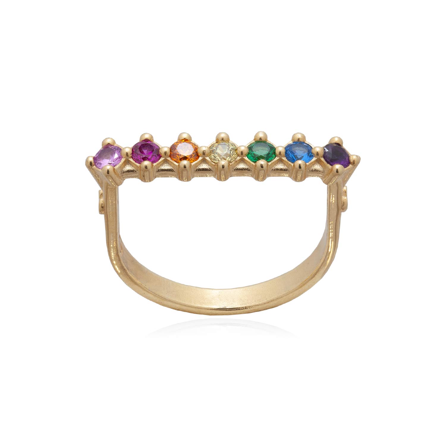 DIVAG-LINEAESSENZIALE-INLOVE-ANELLO-LINE-SQUARE-ARGENTO925-ORO-ZIRCONI-RAINBOW Anello Oro con Zirconi Multicolore a Barretta in Argento 925 Placcato Oro, Anallergici, Regalo per la Fidanzata.