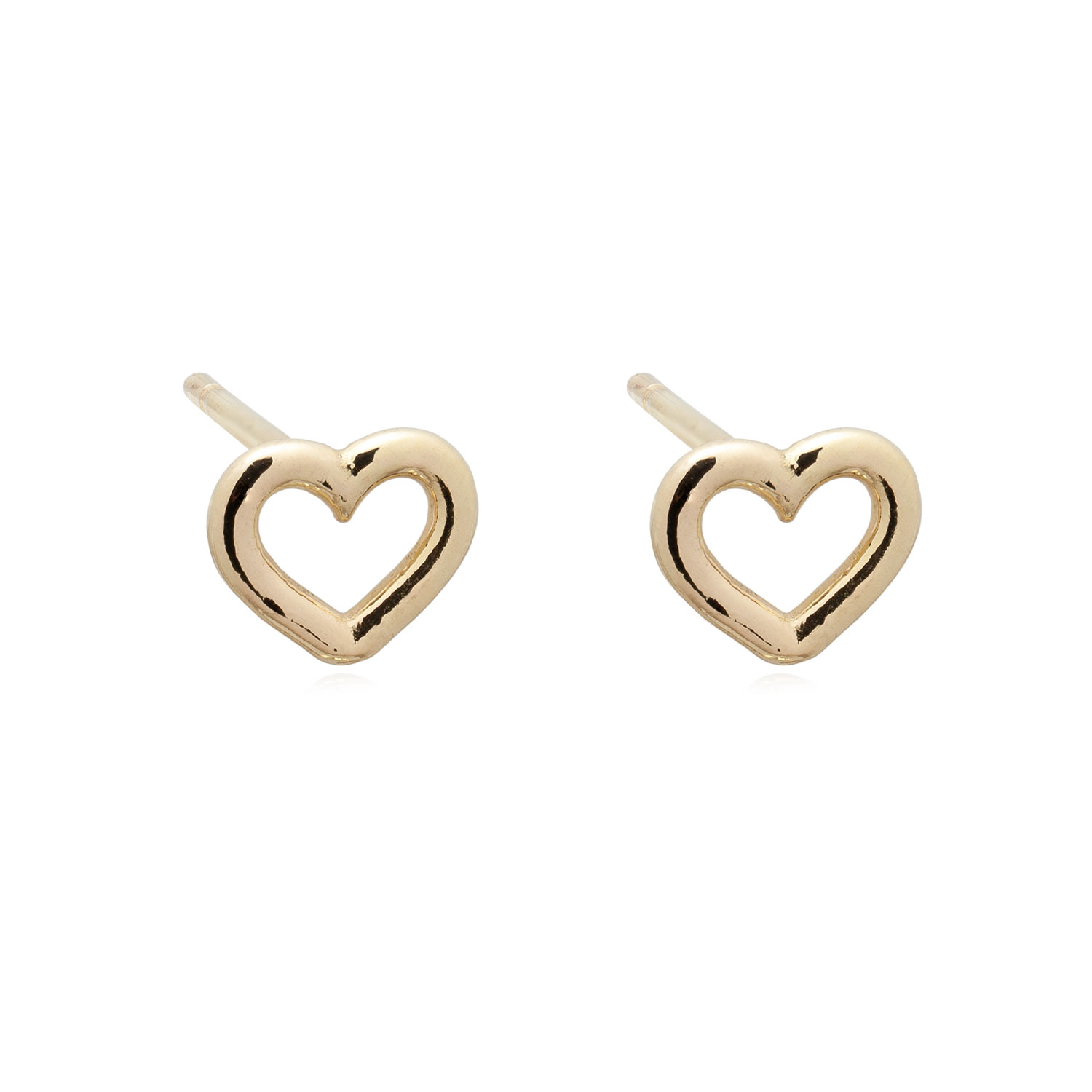 Orecchini cuoricini bucati in oro giallo 18kt. Regalo ideale per comunione, cresima, laurea, traguardo importante. Cuoricini lucidi in oro massiccio 18kt.